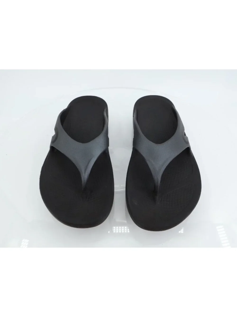 Oofos Mens OOriginal Sandal Size 10 Recovery Sport Slide Thong Gray Black Shoe